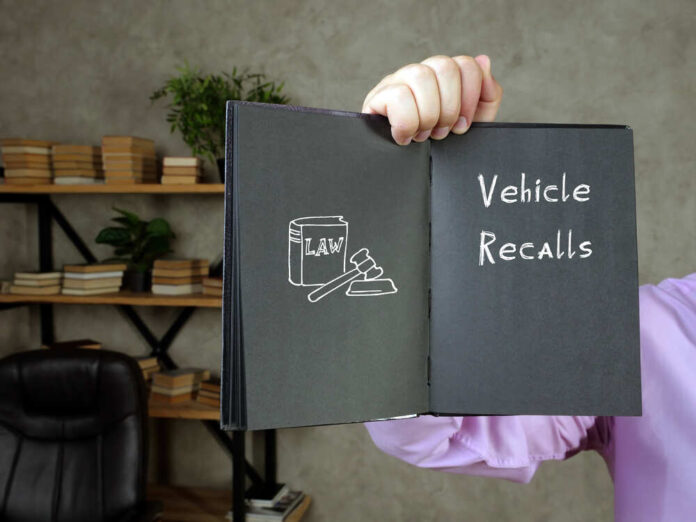 Book with Vehicle Recalls and law symbol