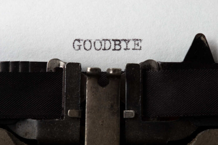 shutterstock_1014037762.jpg featured image Typewriter with paper saying GOODBYE