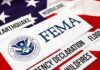 FEMA, Department of Homeland Security, disaster-related terms, American flag.