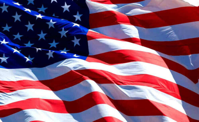 USA flag waving in the wind