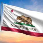California DEFIES Order — Will Trump Take Action? California state flag waving against a sunset sky
