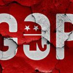 Deadly Conflicts Spark First GOP Rebellion Against Trump Cracked GOP logo on a red background.