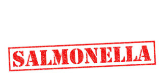 Red stamp with the word 'SALMONELLA' indicating a health warning