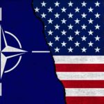 UNPRECEDENTED: NATO Revolts Against Trump NATO flag on the left and USA flag on the right, with a torn effect in the middle