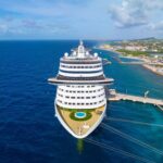Cruise Ship HORROR Rocks New Year’s Day A large cruise ship docked near a tropical coastline