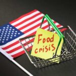Starving Appalachia: Will McDowell Survive? A small shopping basket with a sticky note reading 'Food crisis' next to an American flag