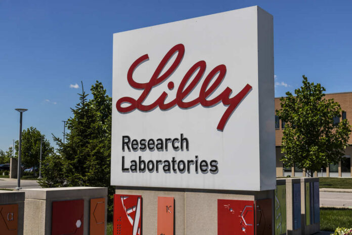 Sign for Lilly Research Laboratories with blue sky in the background