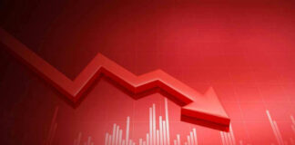 Red graph with downward arrow showing decline.