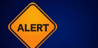 Orange alert sign with the word 'ALERT' displayed prominently