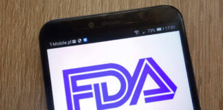 Close-up of a smartphone displaying the FDA logo