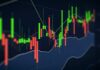 Fragile Economy Teeters — Are We on Edge? Close-up of a candlestick chart displaying stock market data