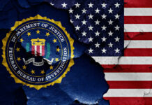 FBI Sting Stops White House Attack? FBI seal superimposed on cracked American flag.