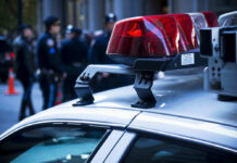 Soft-On-Crime Gamble Backfires — Bodies Pile Up Police car roof with lights, officers in background.