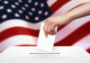 Georgia Showdown Underway — Senate Control at Stake Hand dropping ballot into box, American flag background.