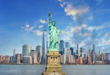 Daredevil Stunt Triggers NYPD Lockdown Statue of Liberty with New York City skyline