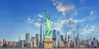 Statue of Liberty with New York City skyline