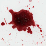 Blood Drop, Fork — Capital Murder Twist Red liquid splatter on a white background.