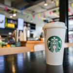 Coffee Lovers: Surprise Heart Edge Coffee cup on table in cafe interior