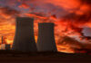 Heat Wave Hands DOE The Switch Nuclear power plant cooling towers at sunset.