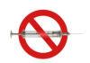 A syringe with a red prohibition sign overlay