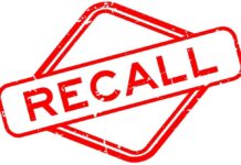 ATTENTION: Glass Fibers Found In Pet Injections Red stamp with the word 'RECALL' inside a diamond shape