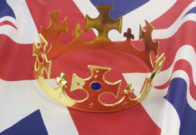 Back to Britain, No Balcony Gold crown on a Union Jack flag.
