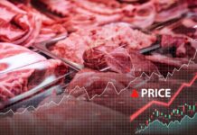Beef Shortage SLAMS Consumers, Meat Industry Meat display with price trend graph overlay