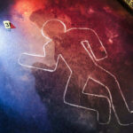Missing Proof Clouds Idaho In-N-Out Carnage Crime scene chalk outline with numbered evidence markers.