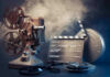 Heartbreaker: Hollywood Star Reveals Cancer Battle Vintage film projector and clapperboard with reels.