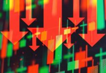 VIDEO: Decade-Low Jolt – Worst Since 2014 Red downward arrows over red and green stock candlestick chart