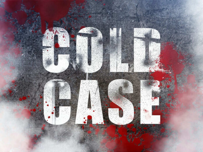 Cold Case text with red splatters and smoke.