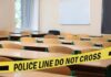 Middle School Violence: Teacher Gunned Down Empty classroom blocked by police tape