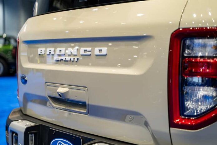 shutterstock_2598237655 Rear view of a Ford Bronco Sport showcasing its branding