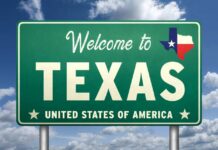 Texas Governor Declares Disaster Over THIS! Welcome sign for Texas with the state flag