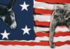 Trump Deal Triggers Bipartisan Revolt Donkey and elephant on American flag background.
