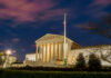 Supreme Court Targets Backyards The United States Supreme Court building at dusk.
