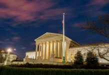 Supreme Court Targets Backyards The United States Supreme Court building at dusk.